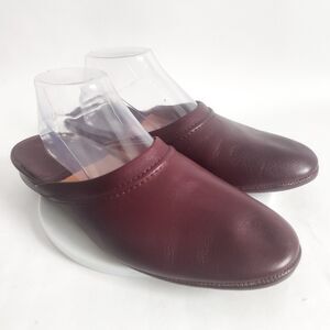 B. Altman Mens Slippers Size 7.5 Vintage Burgundy All Leather England Handmade